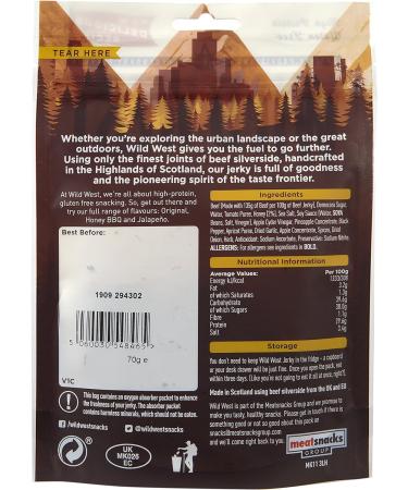 Wild West Honey BBQ Beef Jerky 35 g Pack of 12 & Original Beef Jerky 35 g Pack of 12 - Buy Online on GoSupps.com