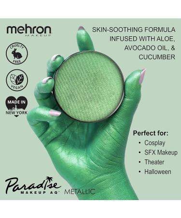 Mehron Paradise Makeup AQ Pro Size - 40g Metallic Green | Water-Activated Face & Body Colors for Stage Screen Cosplay & Halloween - Buy Online on GoSupps.com