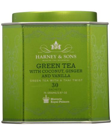 Harney & Sons Green Tea with Coconut Ginger and Vanilla 30 Sachets 2.67 oz (75 g) - Buy Online on GoSupps.com