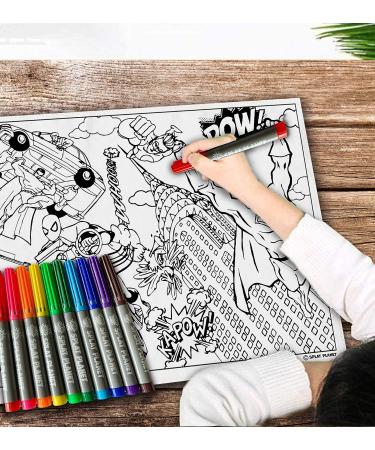 Splat Planet Superhero Cotton Toddler Placemat with 10 Washable Magic Pens - Buy Online on GoSupps.com