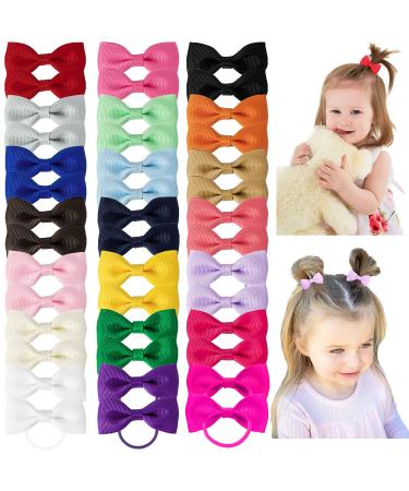 Baby Girls Hair Bows Ties- 40Piece 2Inch Mini Elastic Hair Ties For Girls Ponytail Holders Toddler Hair Accessories For Girls