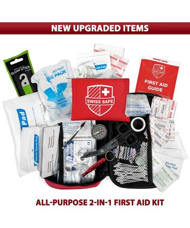 Swiss Safe 2-in-1 First Aid Kit (120 Piece) + Bonus 32-Piece Mini Kit - Compact & Lightweight for Emergencies at Home, Outdoors, Car, Camping, Workplace, Hiking & Survival - Buy Online on GoSupps.com