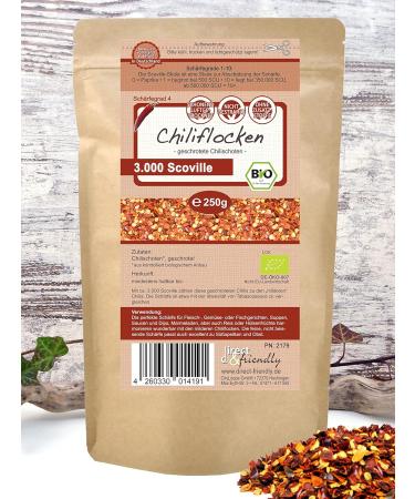 Buy Direct & Friendly Organic Dried Chili Flakes (250g) - Mildly Ground Perfect for Spicing Up Your Dishes | International Shipping Available - Buy Online on GoSupps.com