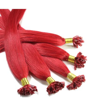 hair2heart Extensions Real Hair Bondings straight - 100 strands 1g 60cm 0/44 red intense #Red 60cm 100 strands