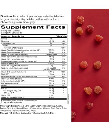 Smartypants Kids Daily Gummy Multivitamin with Vitamin C, D3, Zinc & Omega-3 Fish Oil - 120ct Cherry Berry Flavor | Gluten-Free, Immunity Support for Kids - Buy Online on GoSupps.com