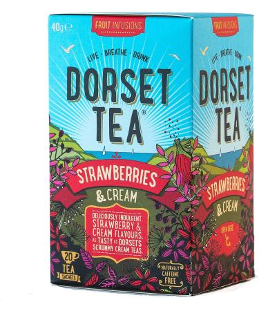 Dorset Tea Strawberries & Cream Tea 4 Boxes x 20 Tea Bags (80 Fruit Tea Bags Total) Strawberry Flavoured Herbal Tea Bags - Buy Online on GoSupps.com