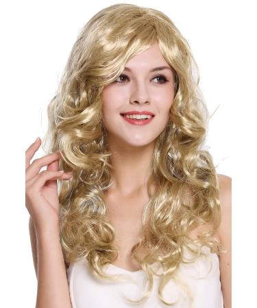 WIG ME UP - DEC37-ZA89 Wig ladies carnival Mardi Gras long blonde light blonde wavy curly sexy side parting 65 cm blonde (ZA89)