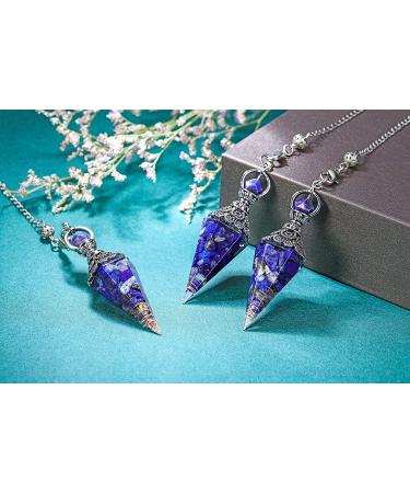 GEHECRST Natural Lapis Lazuli Healing Crystals Orgone Pendulum Reiki Gemstone Chips Dowsing Pendulum 6 Faceted Hexagonal Pointed Cone Resin Spiritual Pendant for Divination  Wicca  Energy Balancing - Buy Online on GoSupps.com