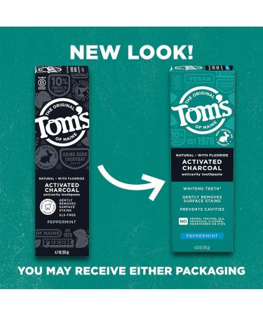 Tom's of Maine Natural Activated Charcoal Toothpaste with Fluoride - 4 Oz (Pack of 3) | Best for Fresh Breath & Whitening | Buy Internationally - Buy Online on GoSupps.com