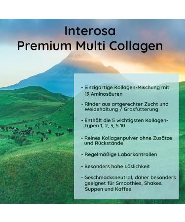 Interosa Collagen Powder 500g - Multi Collagen Complex (Types 1 2 3 5 10) - High-Quality Peptides Flavor Neutral 50 Portions - International Shipping Available - Buy Online on GoSupps.com