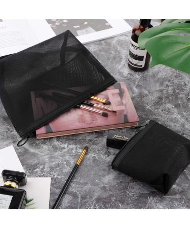 3 Pack Mesh Cosmetic Bags | Black Mesh Makeup & Pencil Cases for Travel & Office Accessories - 3 Sizes - Buy Online on GoSupps.com