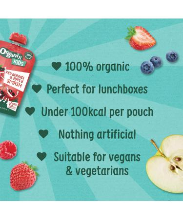 Organix Kids Red Berries & Apple Organic Smash Pouch 3+ Years 100 g (Pack of 6) - Buy Online on GoSupps.com