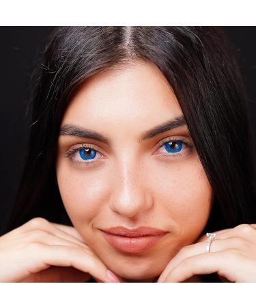 Buy Blue Crazy Colored Contact Lenses - Annual Anime Soft Lenses for Cosplay Carnival & Halloween | 2 Pieces + Containers - Buy Online on GoSupps.com