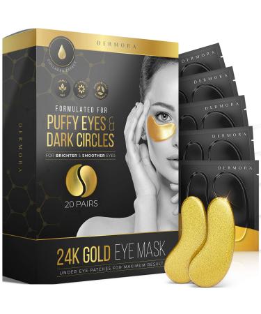 DERMORA Under Eye Mask Patches - 20 Packs - Face Mask Skin Care Products for Puffy Eyes, Dark Circles, Wrinkles and Fine Lines - Cruelty-Free & Vegan Eye Patches - Stocking Stuffers for Women & Men 20 Pair (Pack of 1) Puffy Eyes and Dark Circles