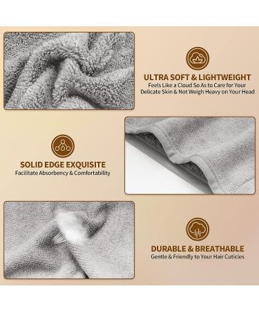 NEXCOVER Microfiber Hair Towel 3 Pack - Ultra Absorbent Hair Turbans for Women - Fast Drying Head Towels - White/Grey/Pink - 9.8 X 25.5 - Buy Online on GoSupps.com