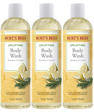 Burts Bees Rosemary & Lemon Body Wash 12 Oz - Pack of 3 (Package May Vary)