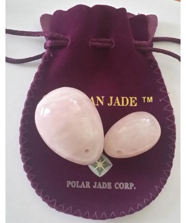 Yoni eggs 2 parts set rose quartz eggs drilled hand made medium and small 2 sizes undesided dental floss operating instructions and certificates with a box