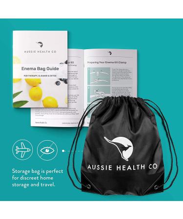 Aussie Health Co Non-Toxic Silicone Enema Bag Kit - 2 Quart Capacity for Colon Cleansing - BPA & Phthalates Free - Includes Hose, Tips, Clamp, Nozzle & Guide - Buy Online on GoSupps.com