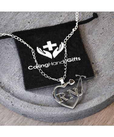 RN Registered Nurse Stethoscope Heart Necklace - Perfect Gift for Nurses - Shiny Silver Jewelry for RN Women - Buy Online on GoSupps.com