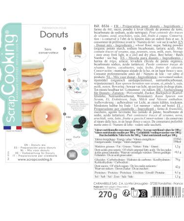 ScrapCooking - Pr paration Donuts 270 g - Pour Moules & Machines Donuts - Mix pour Doughnuts - Cuisine P tisserie - Fabriqu en France - 8536 Donuts 270 g (Lot de 1) - Buy Online on GoSupps.com