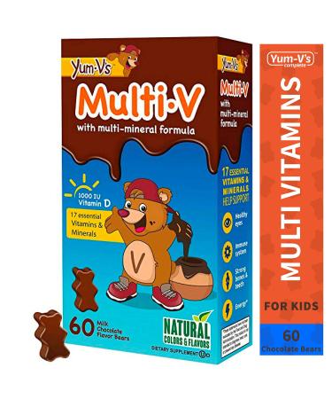 YumVs MultiVitamins Chewables for Kids, Milk Chocolate (60 Ct); Daily Dietary Supplement w/Essential Vitamins & Minerals – Vitamin D, B12, B6, E, C, A, Zinc, Magnesium, Kosher, Halal, Gluten Free 60 Count (Pack of 1)