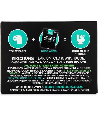Dude Wipes On-The-Go Flushable Mint Chill Wet Wipes - 30ct Individually Wrapped with Eucalyptus & Tea Tree Oil - Septic-Safe - Buy Online on GoSupps.com