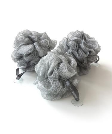 1541 London Exfoliating Bath & Shower Body Puff/Scrunchie/Buffer (Silver Grey) 3 pack - Buy Online on GoSupps.com