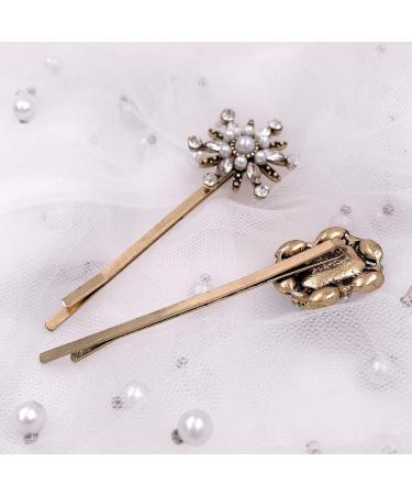 Vintage Rhinestone Pearl Bobby Pins Set for Women - 4PCS Hair Slides Clips Accessories - Buy Online on GoSupps.com