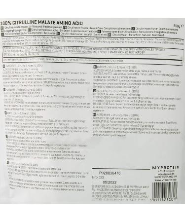 Buy My Protein Citrulline Malate 2:1 Unflavoured Amino Acid Supplement 500g - Pack of 1 - Buy Online on GoSupps.com