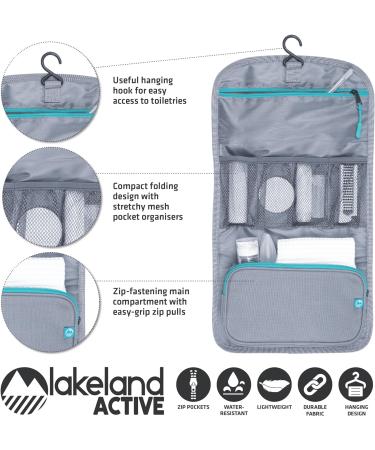 Lakeland Active Eskdale Fold Out Hanging Travel Toiletry Bag - Grey | Men & Women's Organizer - Buy Online on GoSupps.com