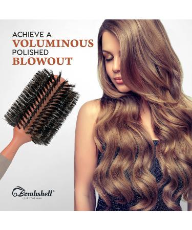 Bombshell Birch Wood Round Brush | Sustainable Boar Bristle Styling Brush | 3 Inch Round Hair Brush for Blowouts and Curling - Buy Online on GoSupps.com