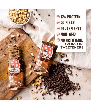 PBfit Peanut Butter Cocoa Drizzle Energy Bars 12g Protein 5g Fiber Gluten Free Vegan Plant-Based Non-GMO 2.1 Oz (Pack of 4) - Buy Online on GoSupps.com