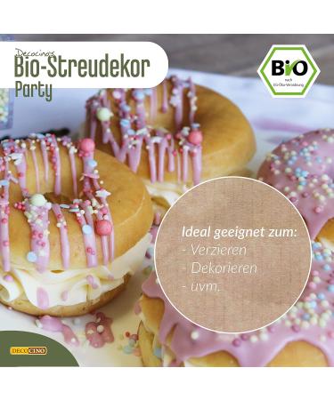 Decocino Bio Streudekor Party - 60g Vegan Sugar Sprinkles | Organic Cake & Dessert Decoration - Buy Online on GoSupps.com