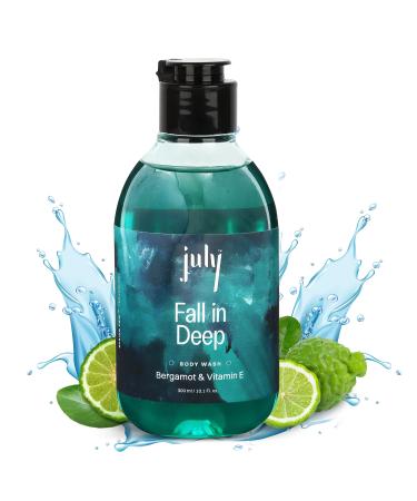 July Fall in Deep Body Wash 300ml Bergamot Vitamin E with Moisturizer Long Lasting Fragrance Exfoliating Shower Gel Nourishing Body Wash for Women & Men