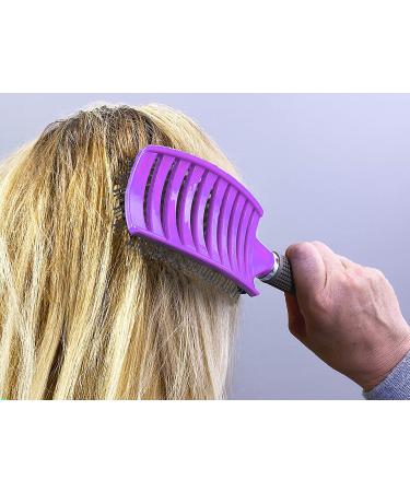 UltimateBrush Curved Vented Hair Brush - Detangling & Styling for Thick Long Hair, Fast Drying Blow Dryer Brush (Purple) - Buy Online on GoSupps.com