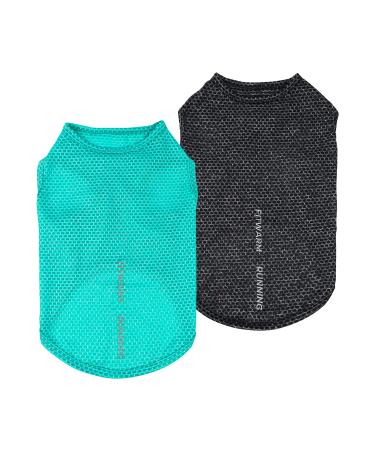 Fitwarm 2-Pack Dog Shirt Athletic Lightweight Dog Clothes for Small Dogs Boy Girl with Reflective Fitwarm Running Print Cat Apparel Teal Blue Grey Medium Medium Blue Grey