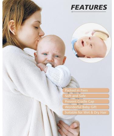 2 Pcs Natural Soft Baby Hair Brush Set with Wooden Handle - Gentle Goat Bristles for Newborns & Toddlers - Buy Online on GoSupps.com