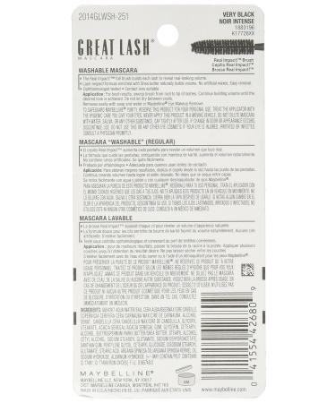 Maybelline Great Lash Real Impact Mascara Very Black 0.37 oz - Washable Formula - Buy Online on GoSupps.com