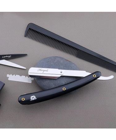 Men's Black Razor - Professional Hairdresser Style Neck Cut Razor with Leather Pouch | Perfect for Deep Shaves - Buy Online on GoSupps.com