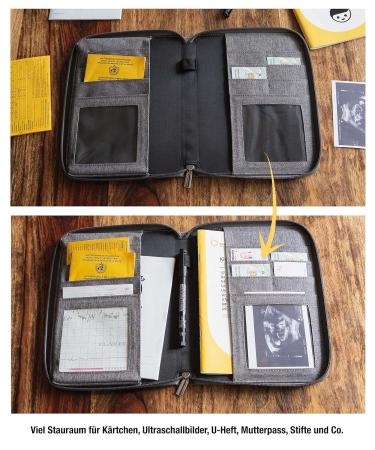 Ehrenkind Maternity Pass Cover | Mother-Child Pass Cover | U-Booklet Bag | Vaccination Record Cover in Gray - Shop Now for International Shipping! - Buy Online on GoSupps.com