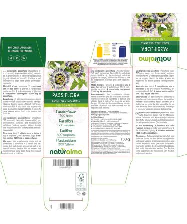 Passion flower (Passiflora incarnata) herb with flowers Naturalma - 150 g - 300 tablets - dietary supplement - natural and vegan - Buy Online on GoSupps.com
