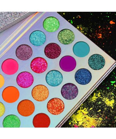 Shop Colorful Neon Eyeshadow Palette - Highly Pigmented Matte & Glitter - UV Glow Blacklight Makeup for Eyes Face & Body - Buy Online on GoSupps.com