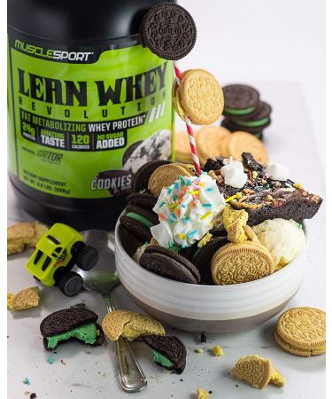 MuscleSport Lean Whey Revolutionâ¢  Whey Protein Isolate with Hydrolyzed Whey - Low Calorie  Low Carb  Low Fat  Incredible Flavors - 25g Protein per Scoop (2lb  Cookies N Cream) 2 Pound (Pack of 1) Cookies N Cream - Buy Online on GoSupps.com