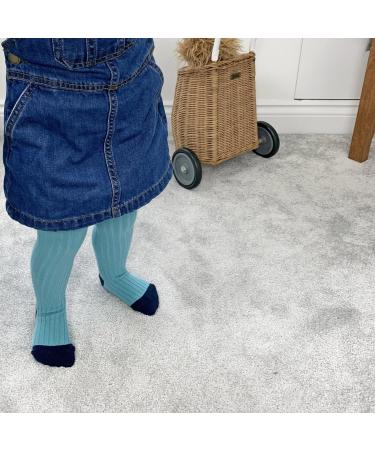 Non-Slip Ribbed Baby & Toddler Girls Tights - Cozy Winter Warm Anti-Skid Tights | 0-6 Months Aqua - Buy Online on GoSupps.com