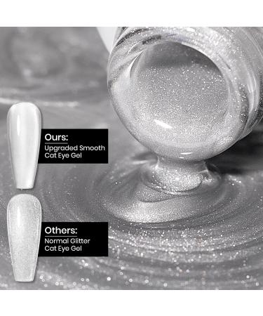 MIZHSE Cat Eye Gel Nail Polish 12mL - Silver Moonlight Glitter UV LED Soak Off for Nail Art & DIY Manicure - Buy Online on GoSupps.com