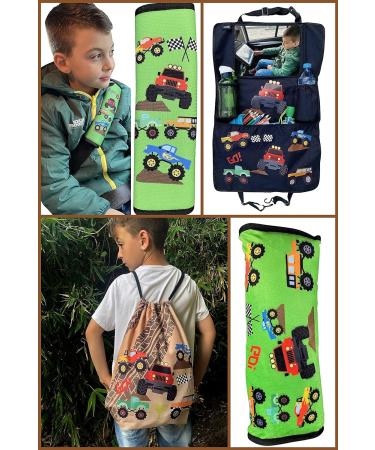 HECKBO 2X Kids Car Seat Belt Pads - Monster Truck Design for Safety and Comfort | Ideal for Booster Seats and Bicycles - 2 Pieces - Buy Online on GoSupps.com