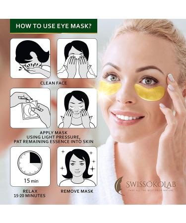 SWISSKOLAB 24k Gold Under Eye Patches for Puffy Eyes - Dark Circle & Puffiness Treatment with Collagen, Hyaluronic Acid - Moisturizing Gel Pads for Wrinkle Reduction - Anti-Aging (Package Varies) - Buy Online on GoSupps.com