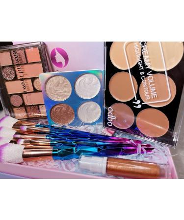 Beauty Box/Bronzing Makeup Hamper Gift Set: LyDia Makeup Brush Set + Foundation Contour Palette + Bronzing Eyeshadow + Sunkissed Cream + Highlighters n Bronze + Gift Box - Buy Online on GoSupps.com