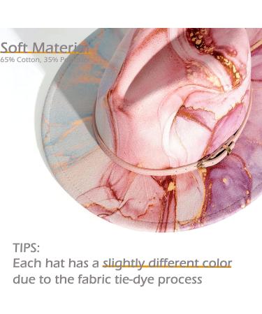Gossifan Multicolor Tie-dye Wide Brim Fedora Hat for Women - Gold Pink - Size 7 1/8-7 1/4 - Buy Online on GoSupps.com