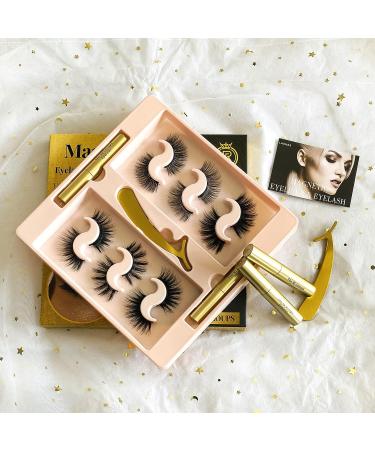 Magnetic Eyelashes & Eyeliner Kit - 6 Styles of Natural-Looking 3D Lashes with Waterproof Liner | Magnetic Lashes for Flawless Finish - Includes Tweezer and Reusable Eyeliner Tubes (6 Pairs) - Buy Online on GoSupps.com